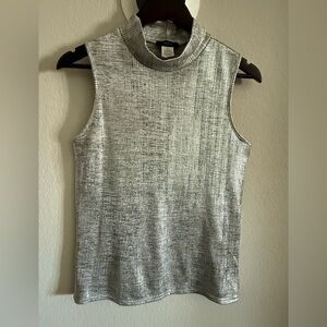 Espresso Metallic Mock Neck Tank Top - Silver